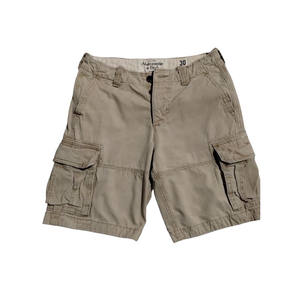 Y2K Abercrombie & Fitch Men's‎ size 30 Distressed Tan Cargo Shorts Grungecore